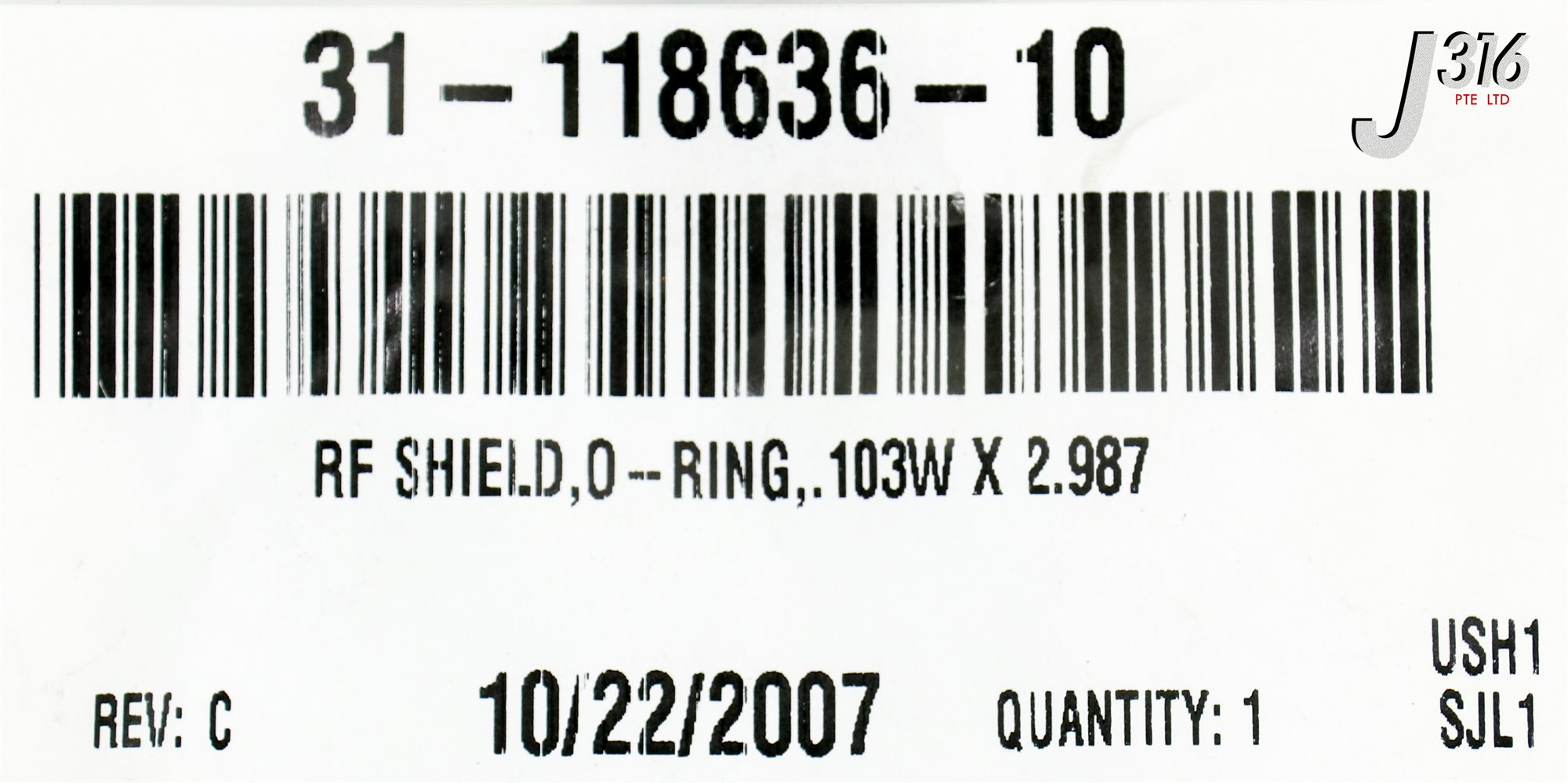 23517 NOVELLUS RF SHIELD, O-RING, 0.103W X 2.987 (NEW) 31-118636